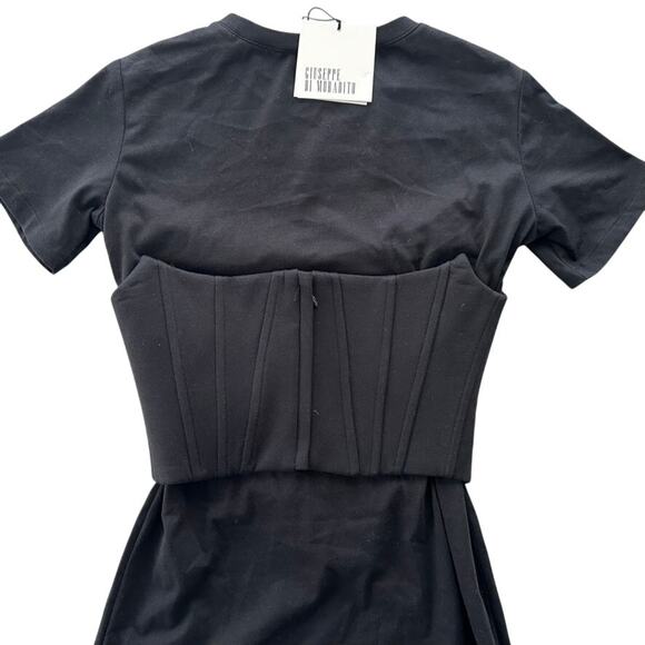 Giuseppe Di Morabito Corset-layer T-shirt Dress Black NEW Size 38 XS Mini Italy - Picture 9 of 12